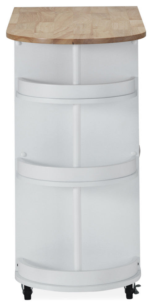 Chloe Kitchen Cart With Wheels, White and Natural