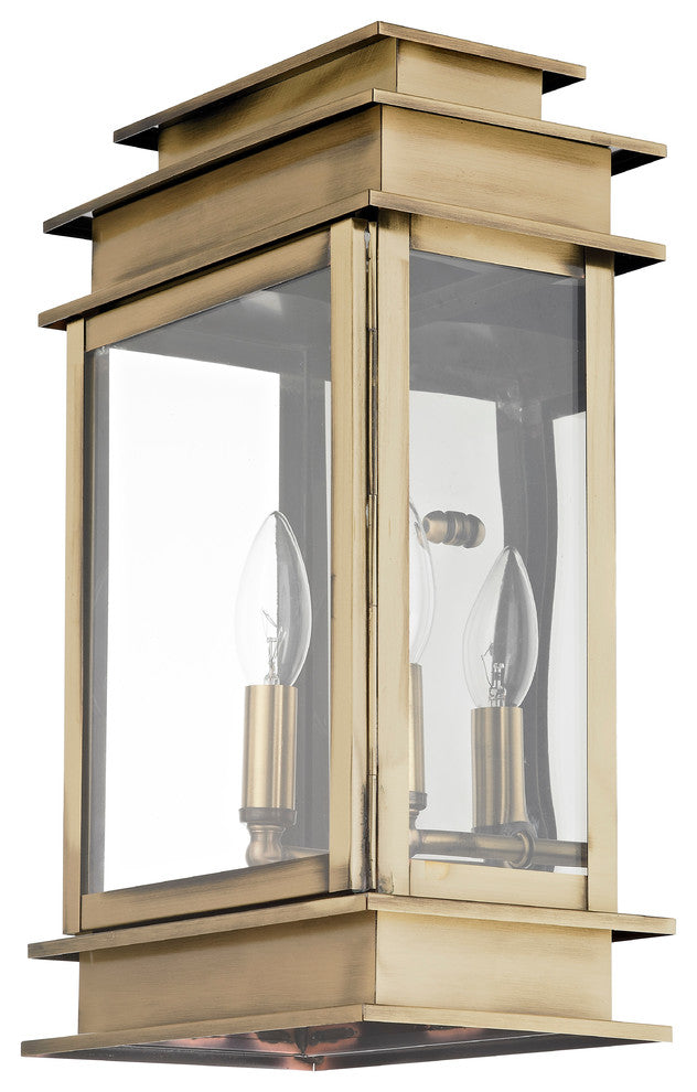 Princeton 2-Light Wall Lantern, Antique Brass