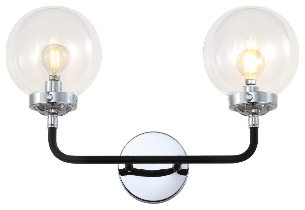 Caleb 1-Light Brass Wall Sconce, Chrome / Black, 2 - Light(s)