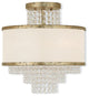 Ceiling Mount With Clear Crystals and Off-White Sheer Organza Shade