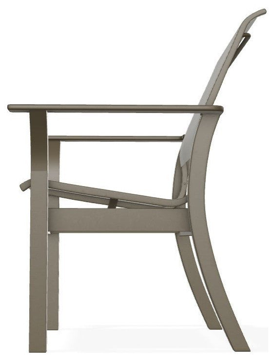 Leeward Sling Stackable Outdoor Dining Chair, Augustine Oyster/Beachwood