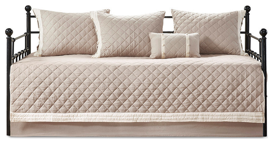 Madison Park Breanna 6 Piece Cotton Daybed Cover Set, Khaki