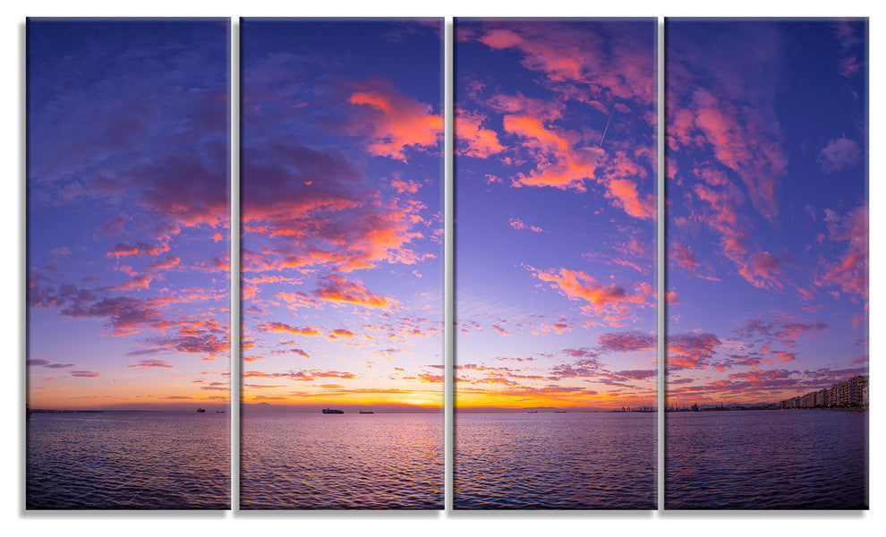 "Composition of Nature Beautiful Seascape" Landscape Wall Art, 4 Panels, 48"x28"