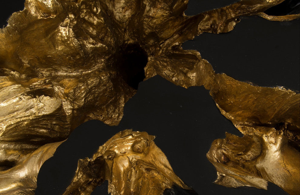 Freeform Coffee Table, Black, Gold Leaf