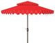 Safavieh Outdoor Elegant Valance 9ft Double Top Umbrella Red