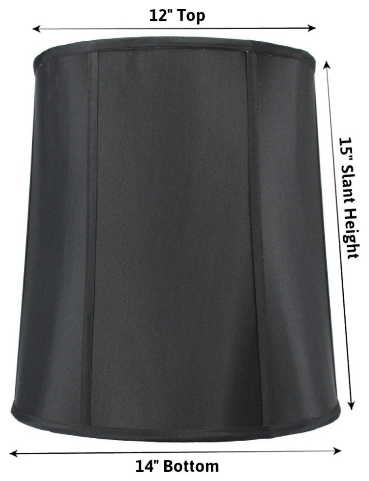 Fabric Drum Deluxe Lamp Shade With Liner 12"x14"x15", Black