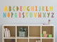 Modern Alphabet Fabric Wall Decals in Rainbow
