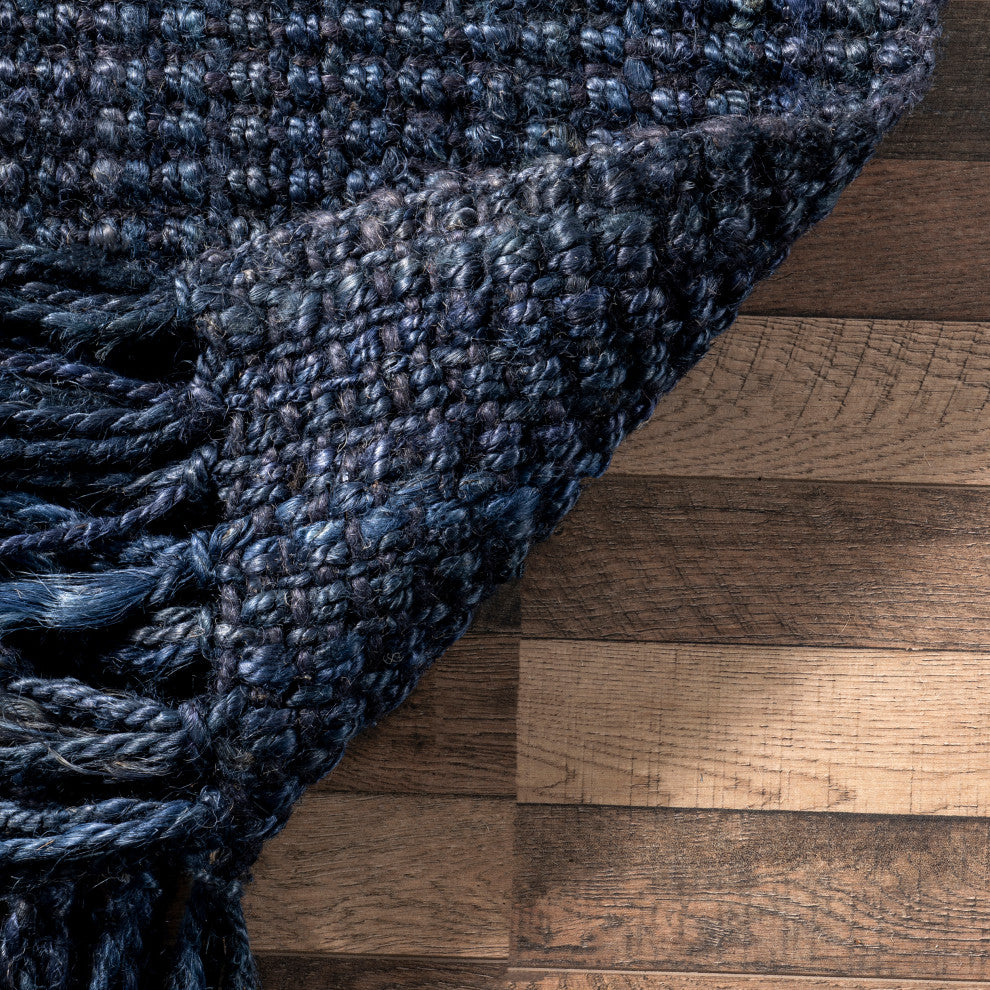 Nuloom Hand Woven Maui Chunky Loop Rug, Navy 7'6"x9'6"