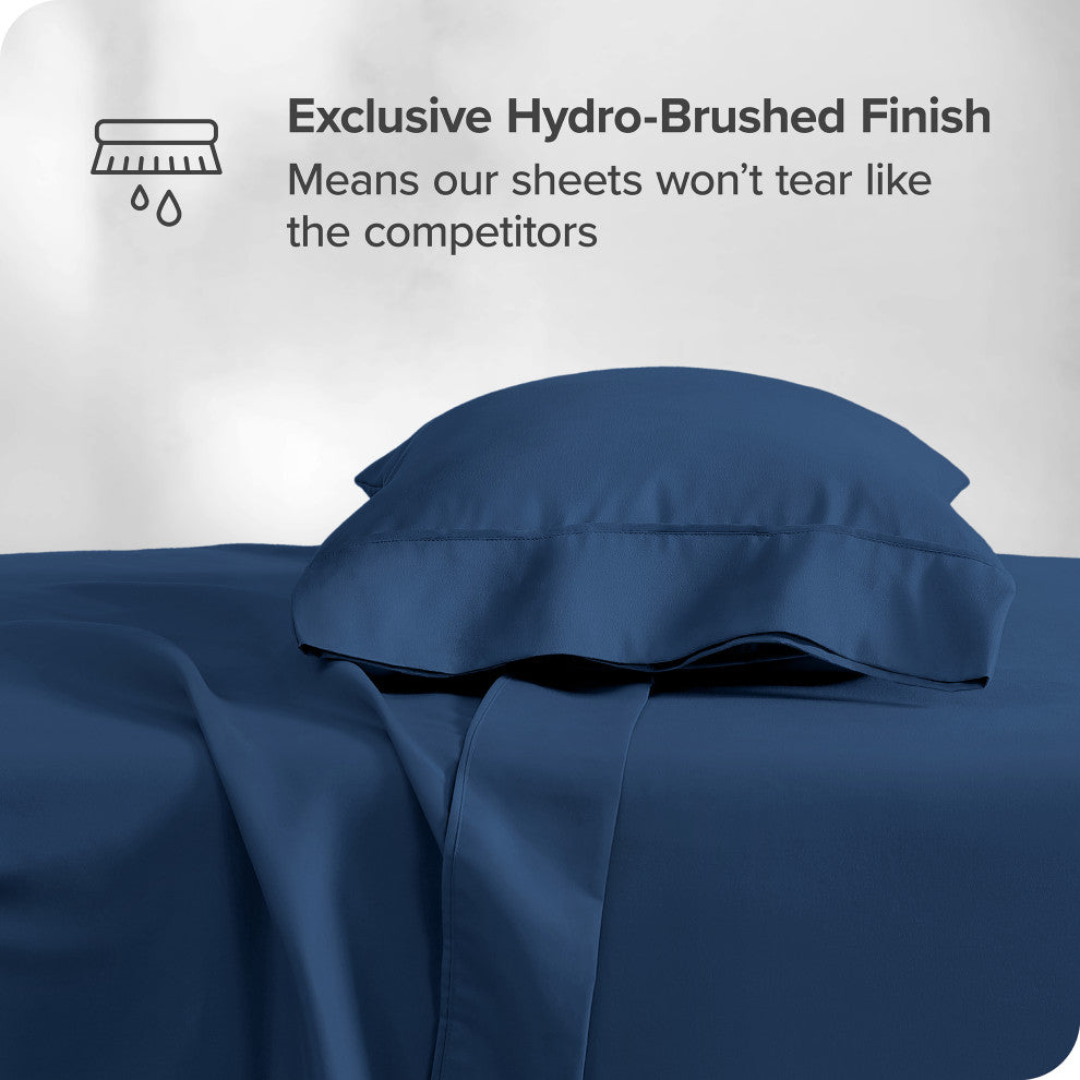 Bare Home 1800 Microfiber Sheet Set, Dark Blue, Twin