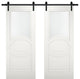 Double Barn Doors Opaque Glass / Mela 7012 Matte White / 13FT Rail, 72" X 96" ( 2* 36x96)