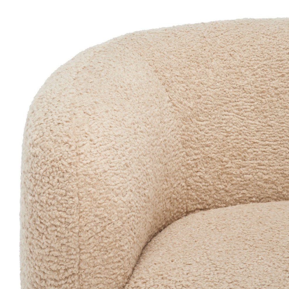 Safavieh Couture Everly Boucle Barrel Back Accent Chair, Light Brown