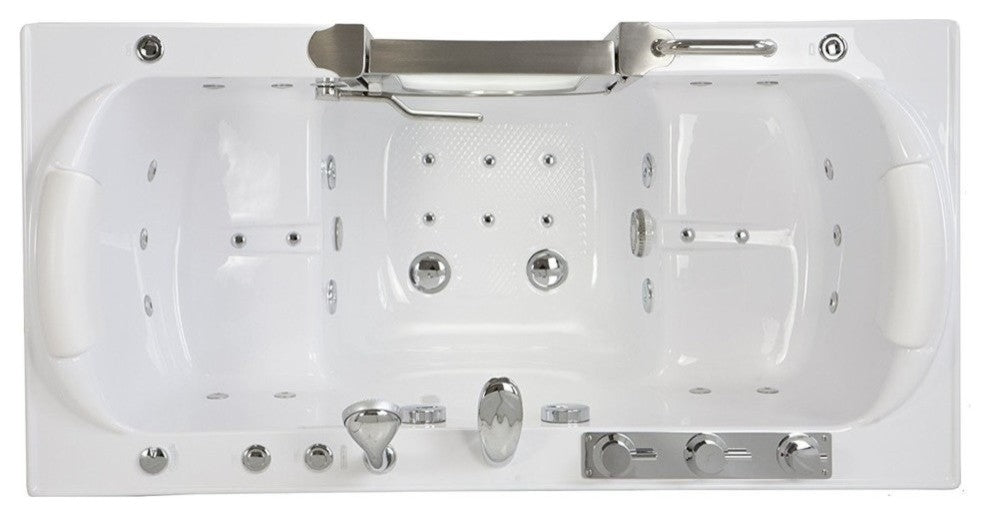 Ella Companion 32"x60" Triple Massage Acrylic Two Seat Walk in Bathtub, Faucet