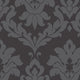 Modern Damask Wallpaper, Matte/Shiny Black, Sample