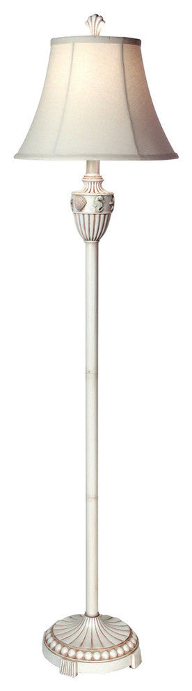 Seashell motif cream floor lamp Natural linen bell shade