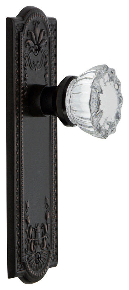 Meadows Plate Passage Crystal Glass Knob, Timeless Bronze