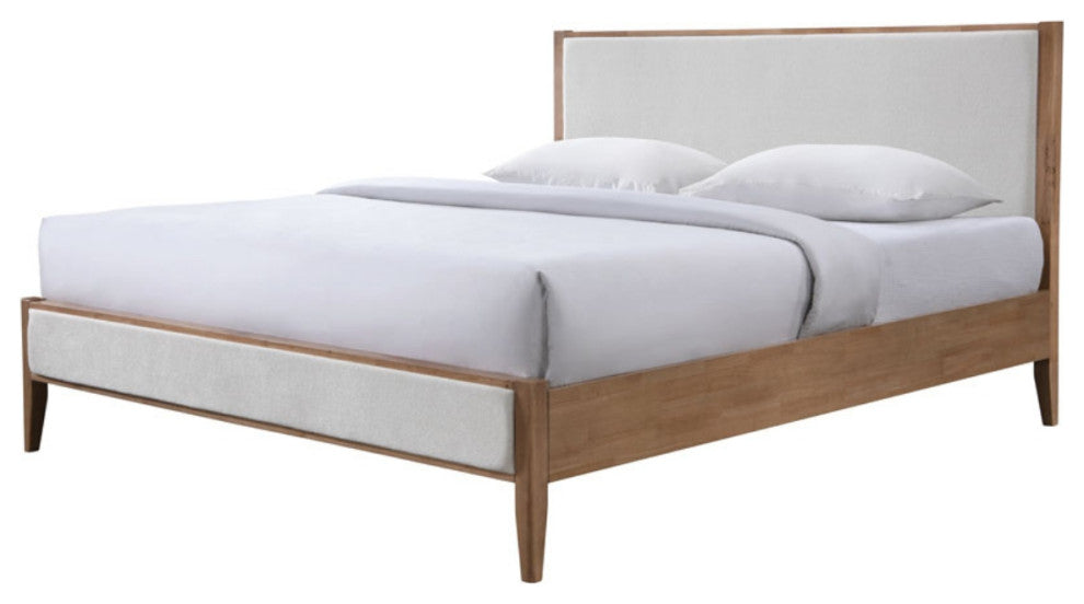 Safavieh Couture Giuliano Channel Tufted Bed, Ivory/Natural, Queen