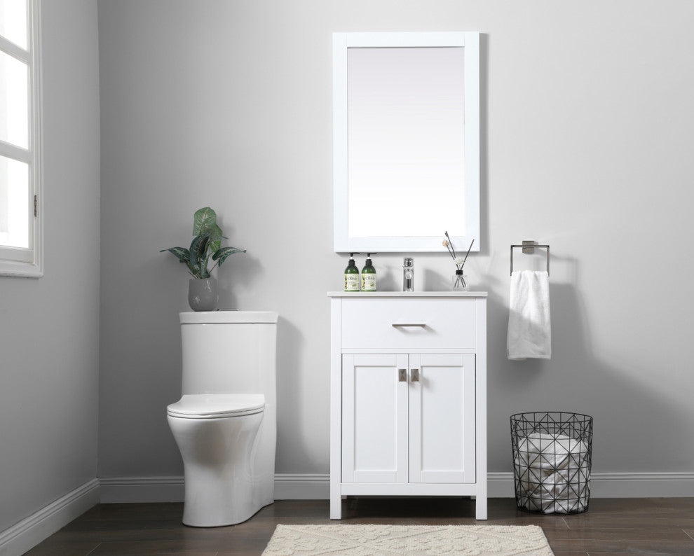 24" SIngle Bathroom Vanity, White