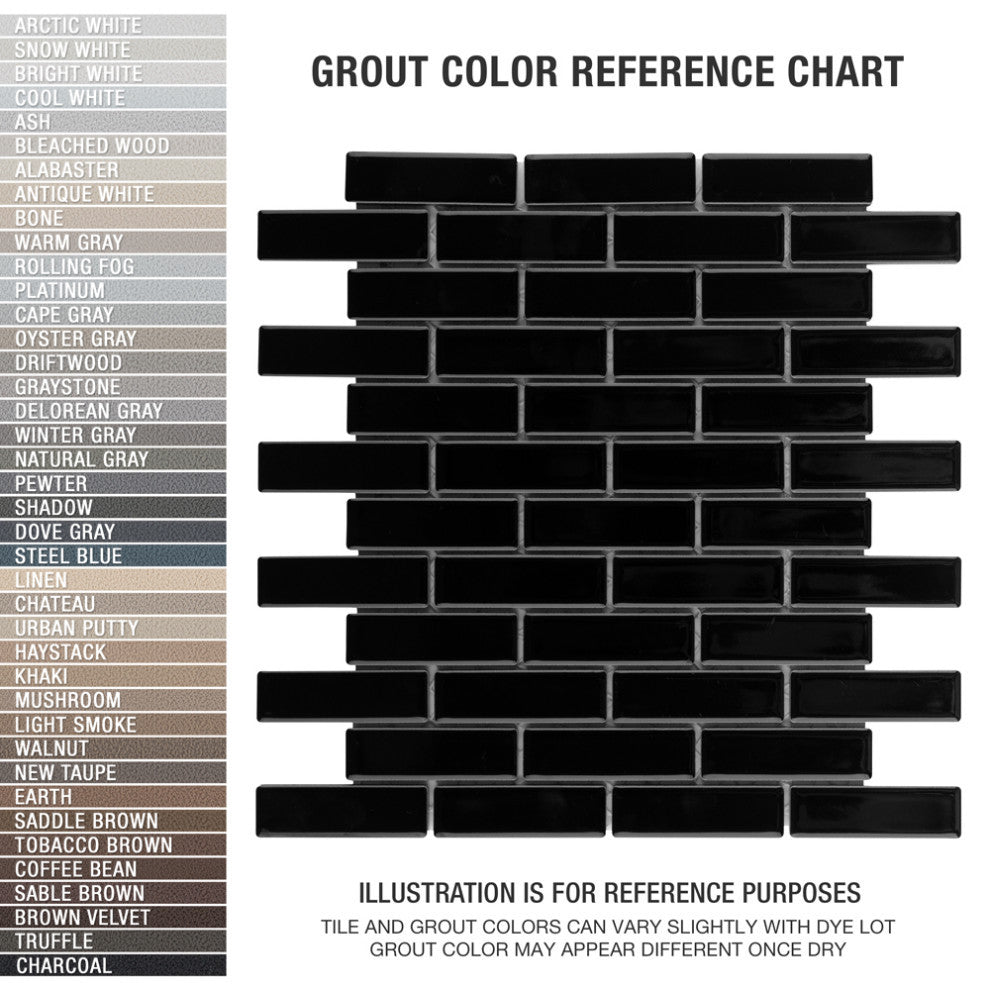 Metro Brick Subway Glossy Black Porcelain Floor and Wall Tile