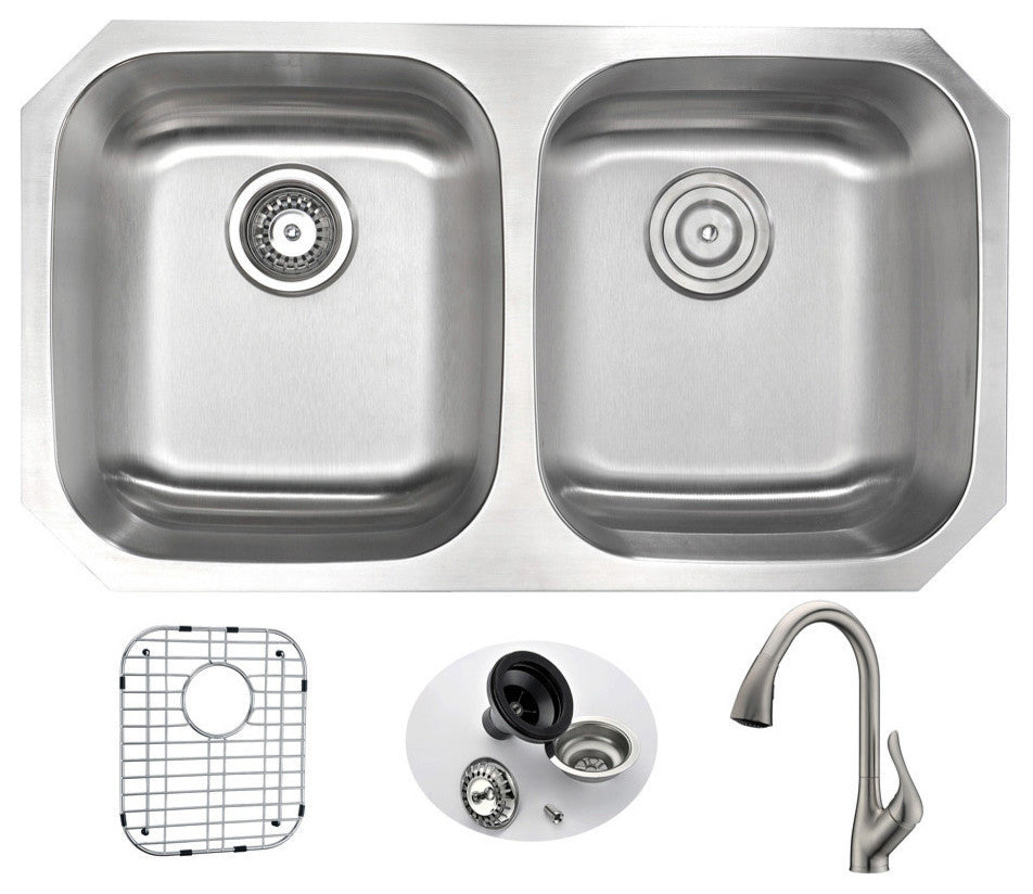 ANZZI Moore Undermount Stainless Steel Kitchen Sink w/Accent Faucet