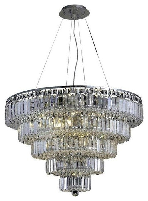 Elegant Maxim Dining Room Light, Chrome Finish With Royal Cut Crystal