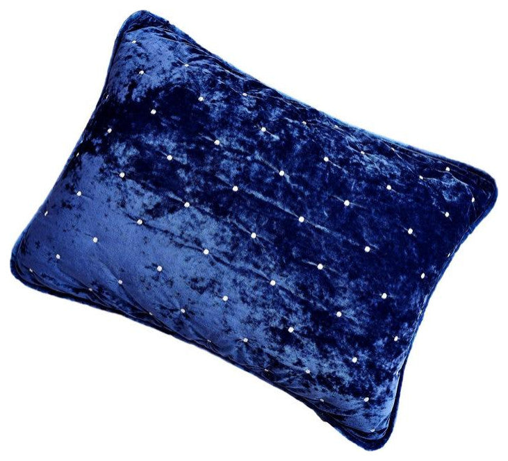 Velvet Dreams Dark Blue Plush Diamond Tufted Bedspread, 20x36