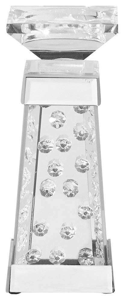 Sparkle 4" Contemporary Crystal Candleholder, Clear