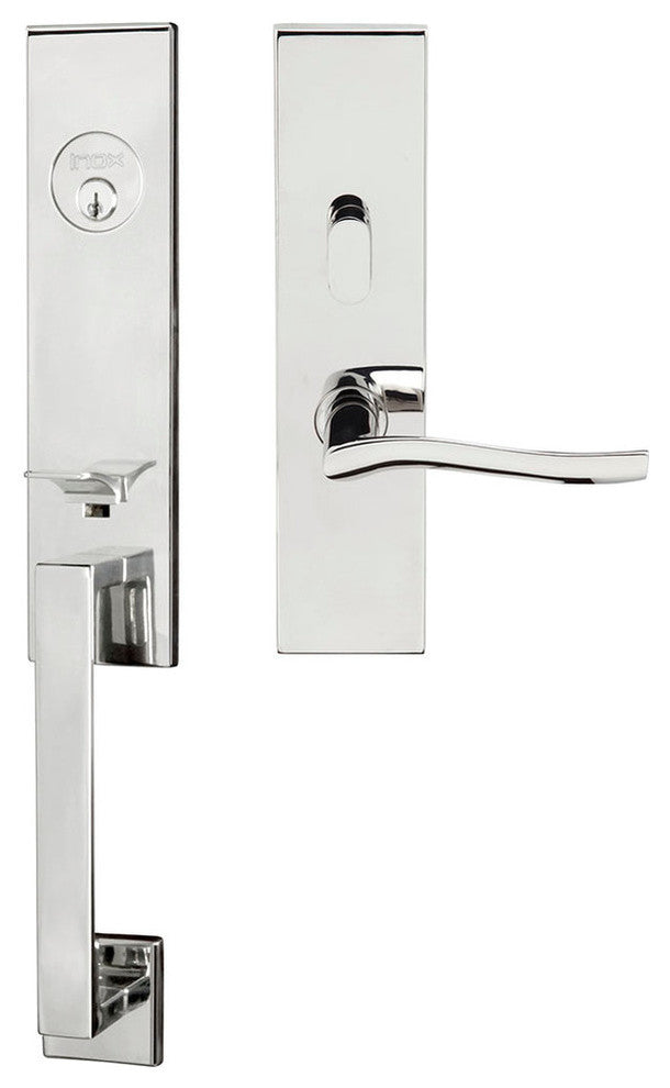 Waterfall Lever, Mortise Entry Handleset, Right Hand, Polished Stainless Steel