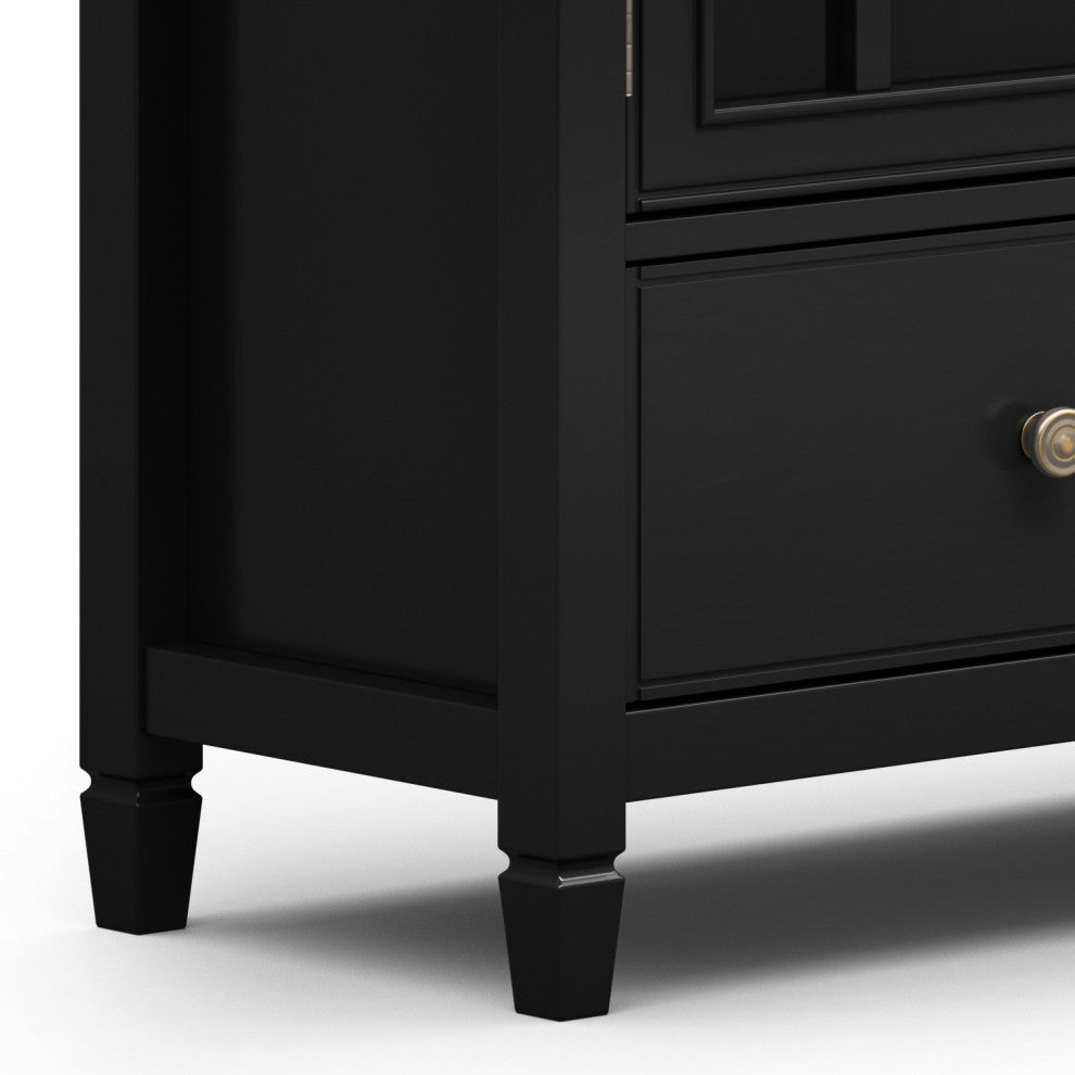 Connaught Solid Wood Tall Storage Cabinet, Black