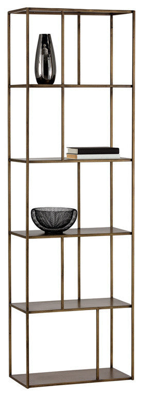 Eiffel Antique Brass Bookcase, Small