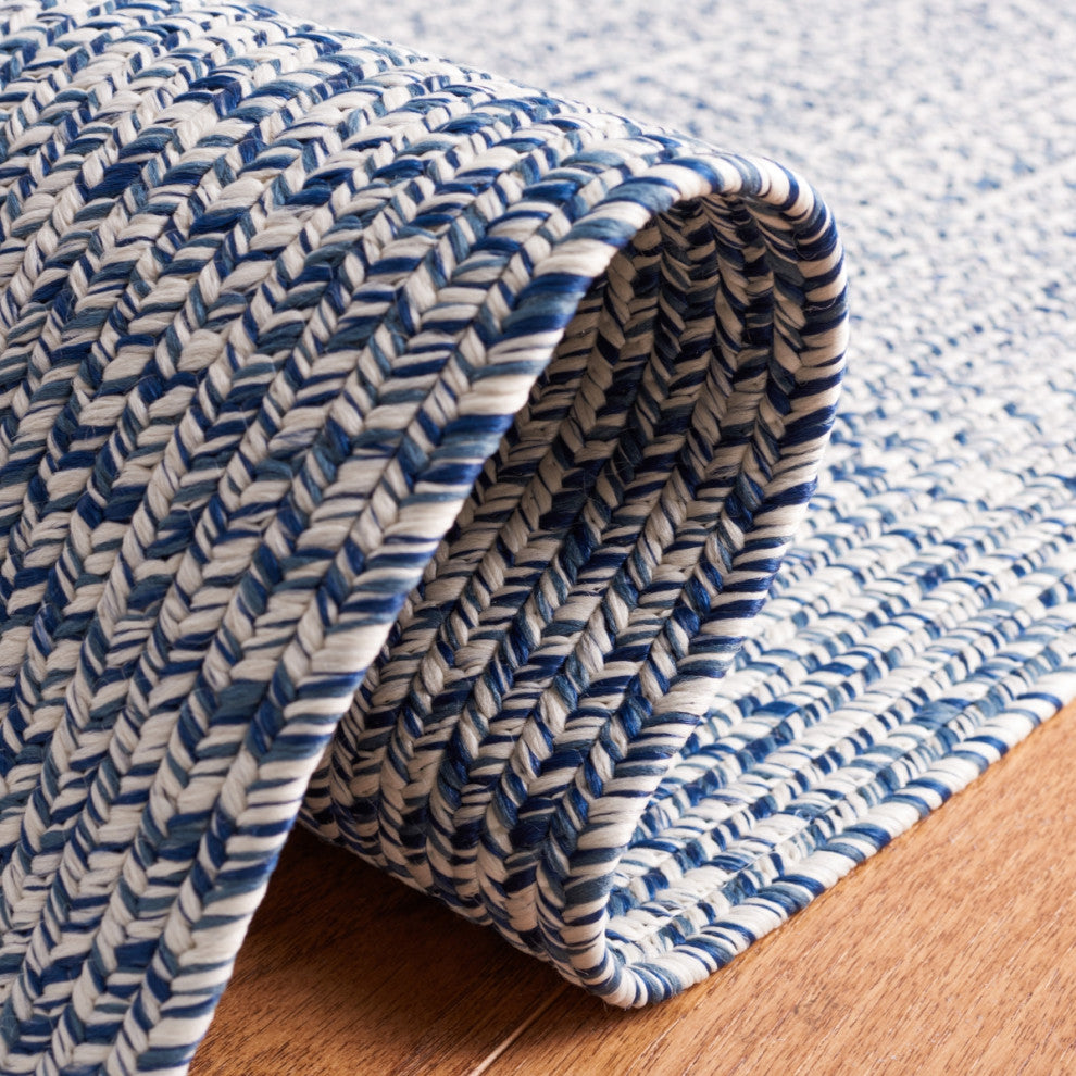 Safavieh Braided BRA201 Rug Machine-Washable, Dark Blue/Ivory, 8'x10'