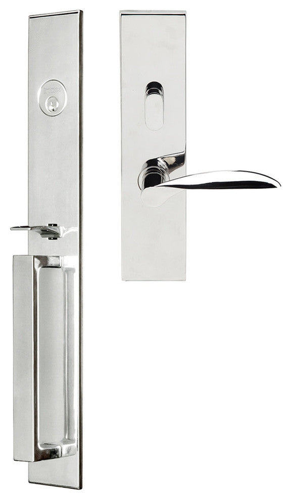 Stratus Lever, Mortise Entry Handleset, RHR, Polished Stainless Steel