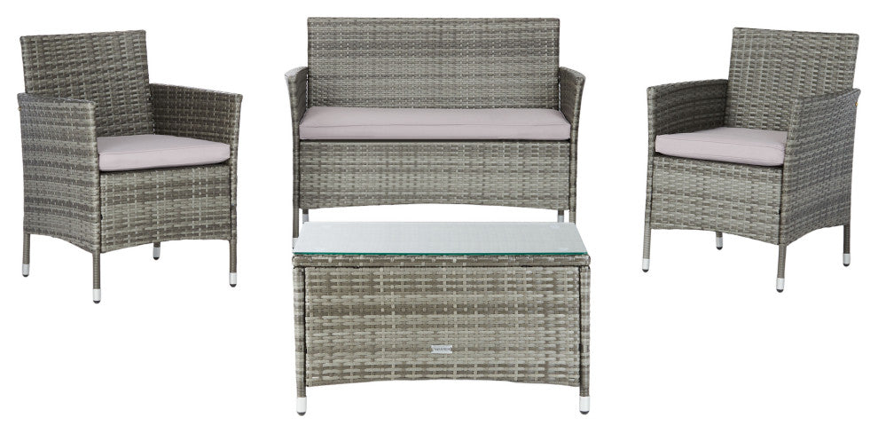 Safavieh Bandele 4-Piece Outdoor Living Set, Grey