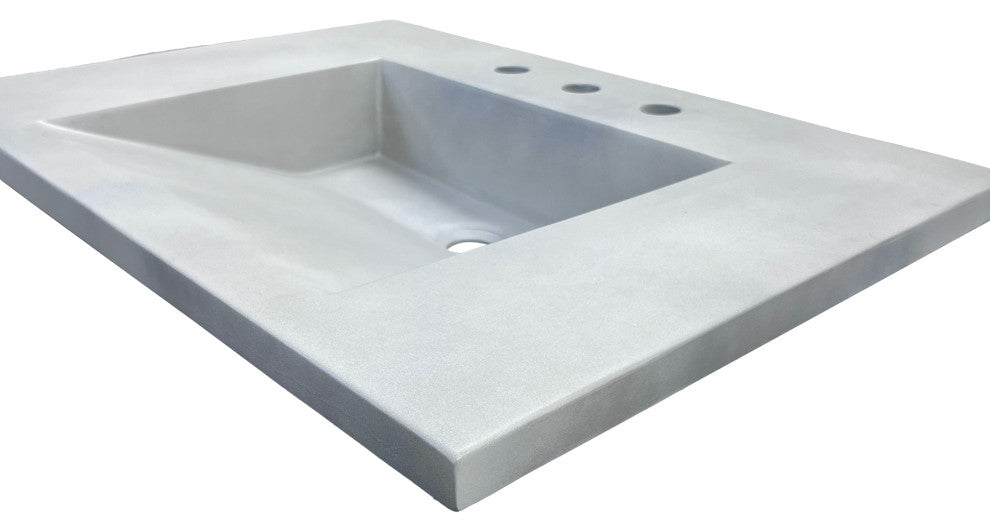 31" Single Concrete Ramp Sink Top with Slope, Light Gray