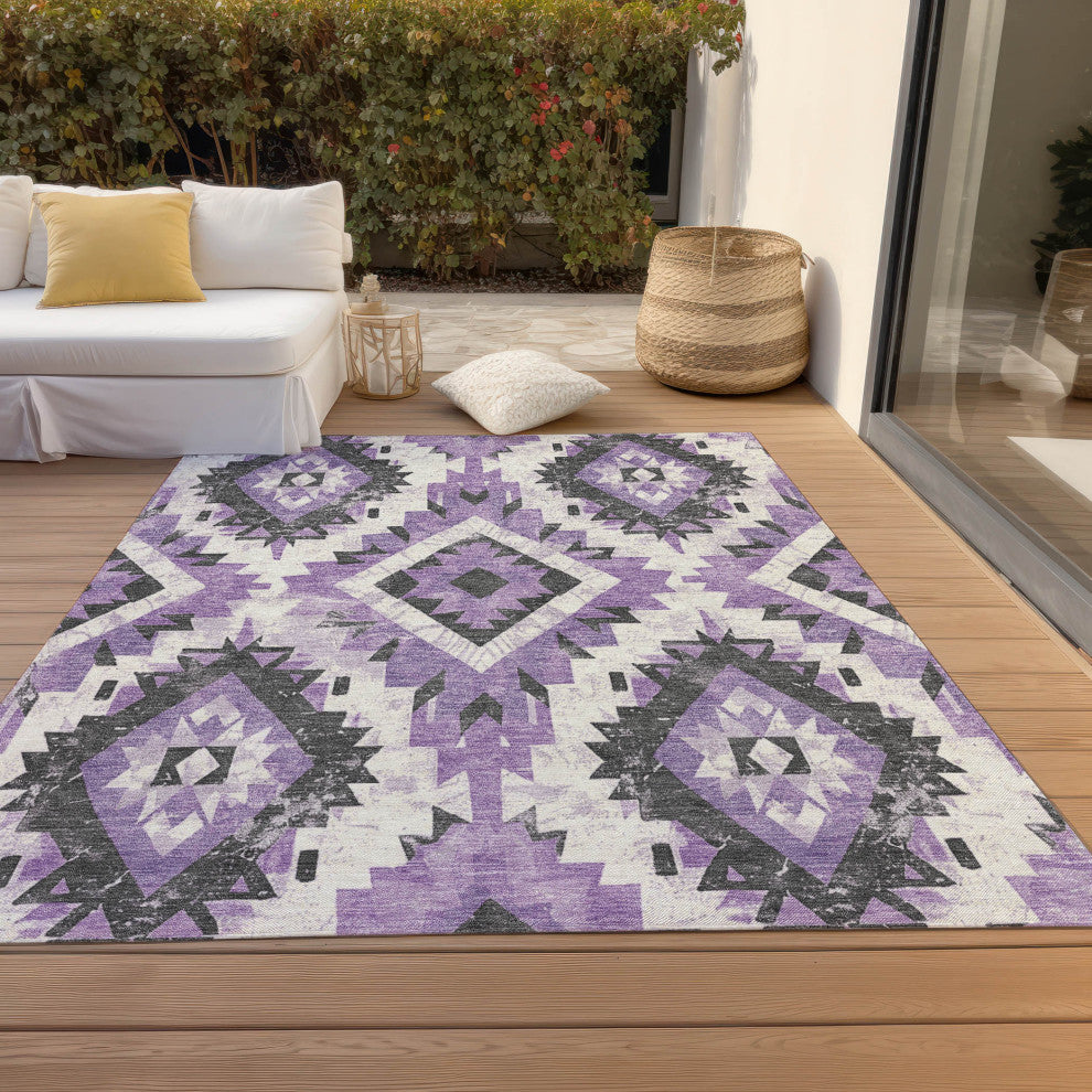 Machine Washable Indoor/Outdoor Chantille ACN1878 Purple 2'6" x 3'10" Rug