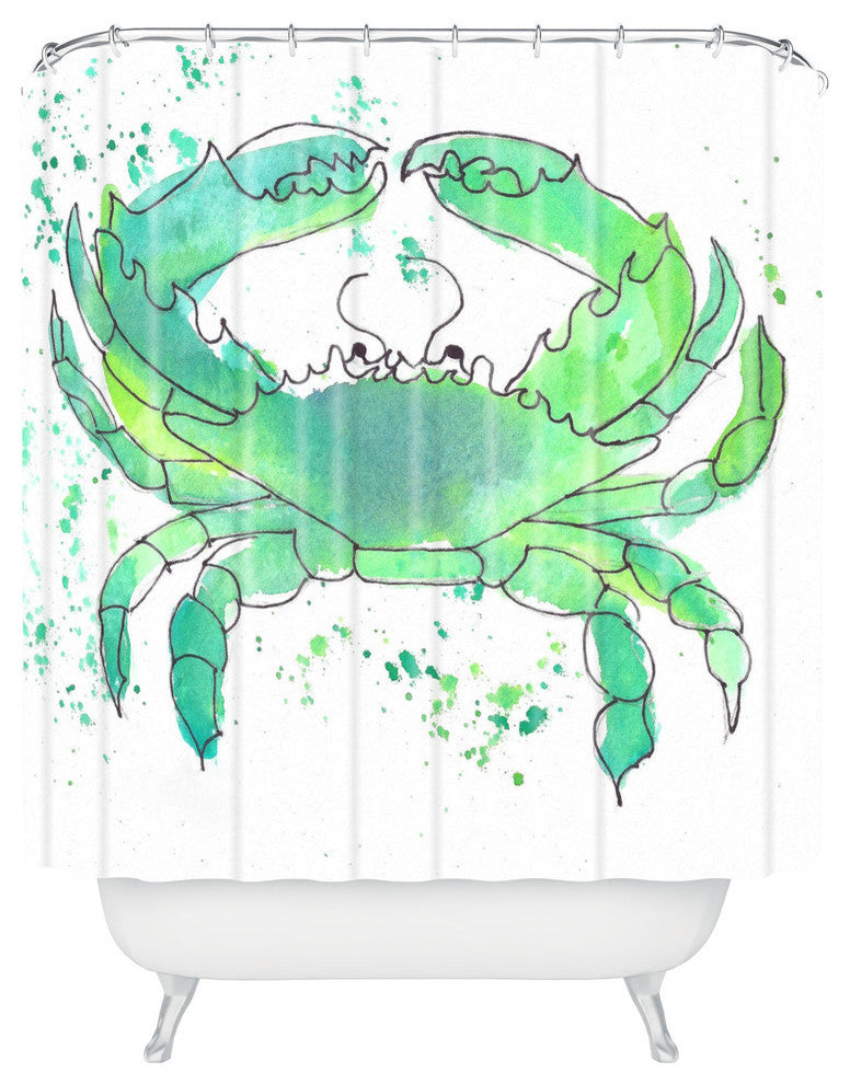 Laura Trevey Seafoam Green Crab Shower Curtain