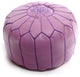 Moroccan Leather Pouf, Lavender