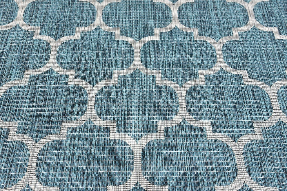 Unique Loom Teal Trellis Outdoor 5' 0 x 8' 0 Area Rug