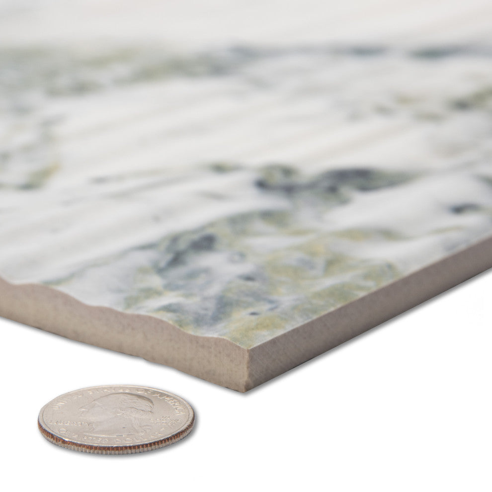 Touche Pleated Deco Jade Porcelain Floor/Wall Tile