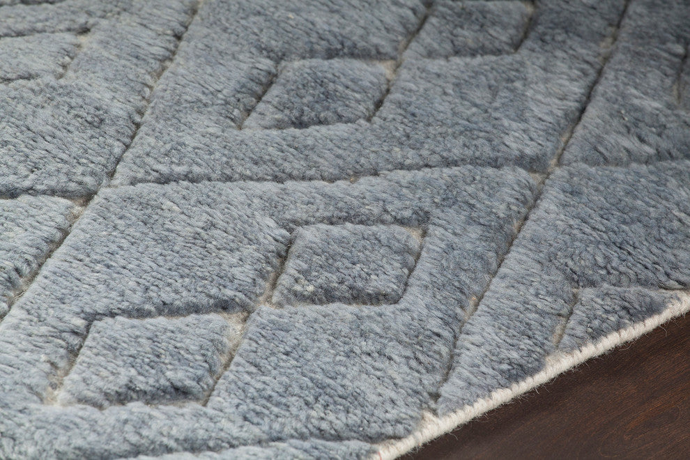 Catalina Hand Knotted Rectangle Area Rug, 5' x 7'1/2", Blue