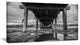 "Black And White Large Wooden Bridge" Sea Bridge Canvas Wall Artwork, 32"x16"