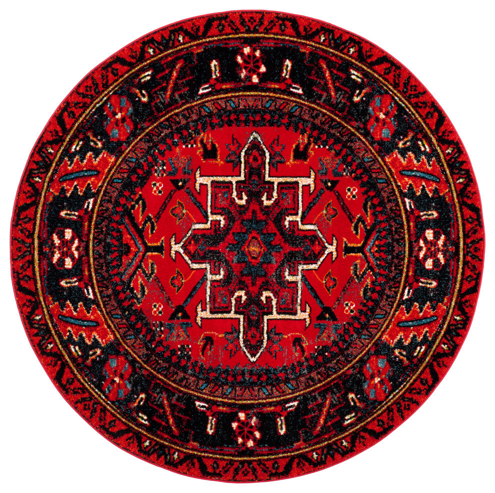 Safavieh Vintage Hamadan Colllection, VTH211 Rug, Red/Multi, 6'7" Round