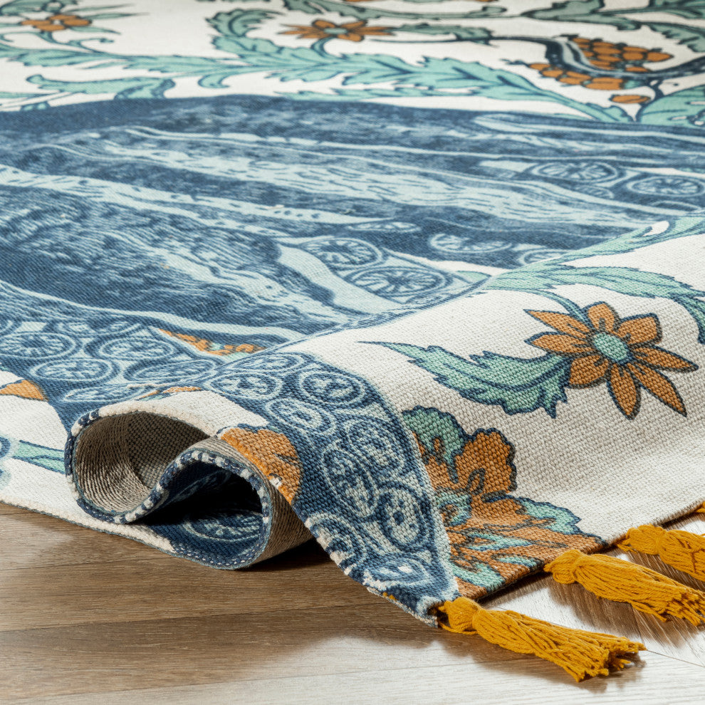 Nuloom Flatweave Cotton Giant Octopus Area Rug, Blue Multicolor 4'x6'