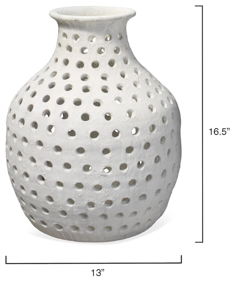 Small Porous Vase, Matte White Ceramic