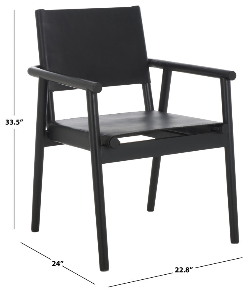 Safavieh Couture Hutson Leather Dining Chair, Black
