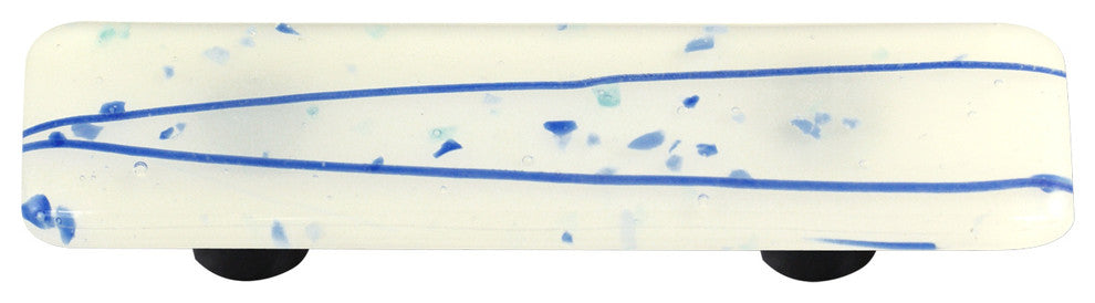 Art Glass Mardi Gras Pull, Alum Post, Blue Mg White