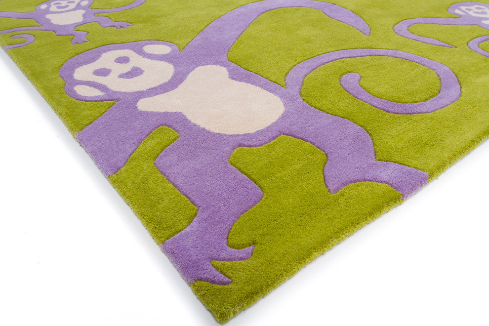 Monkeys Contemporary Area Rug, 3'6x5'6 Rectangle