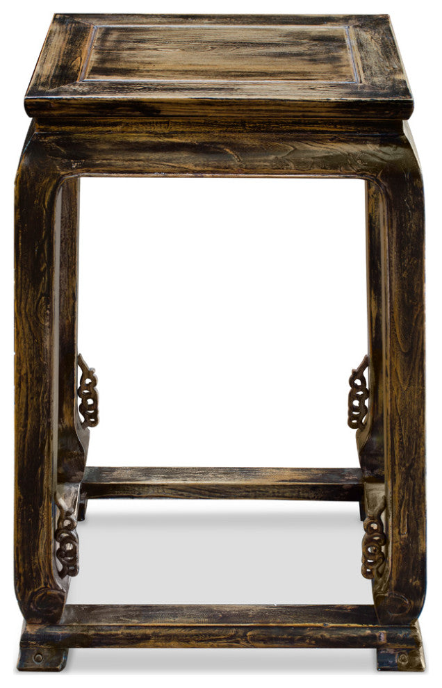 Distressed Elmwood Ming Imperial Palace Chinese End Table