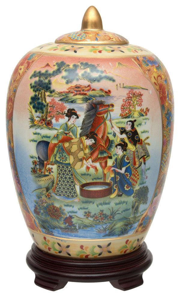 11" Horse, Meadow Porcelain Vase Jar