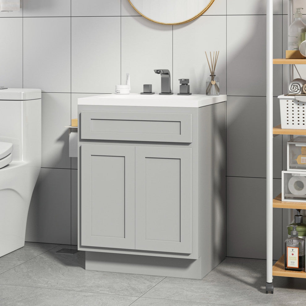Vanity Art Vanity Base Cabinet, No Top, 24", Gray