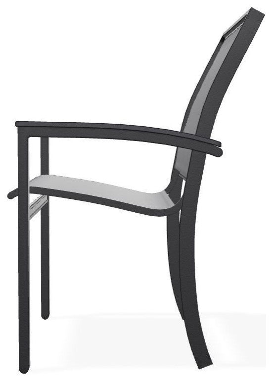 Bazza Sling Stackable Outdoor Dining Chair, Augustine Pewter/Black
